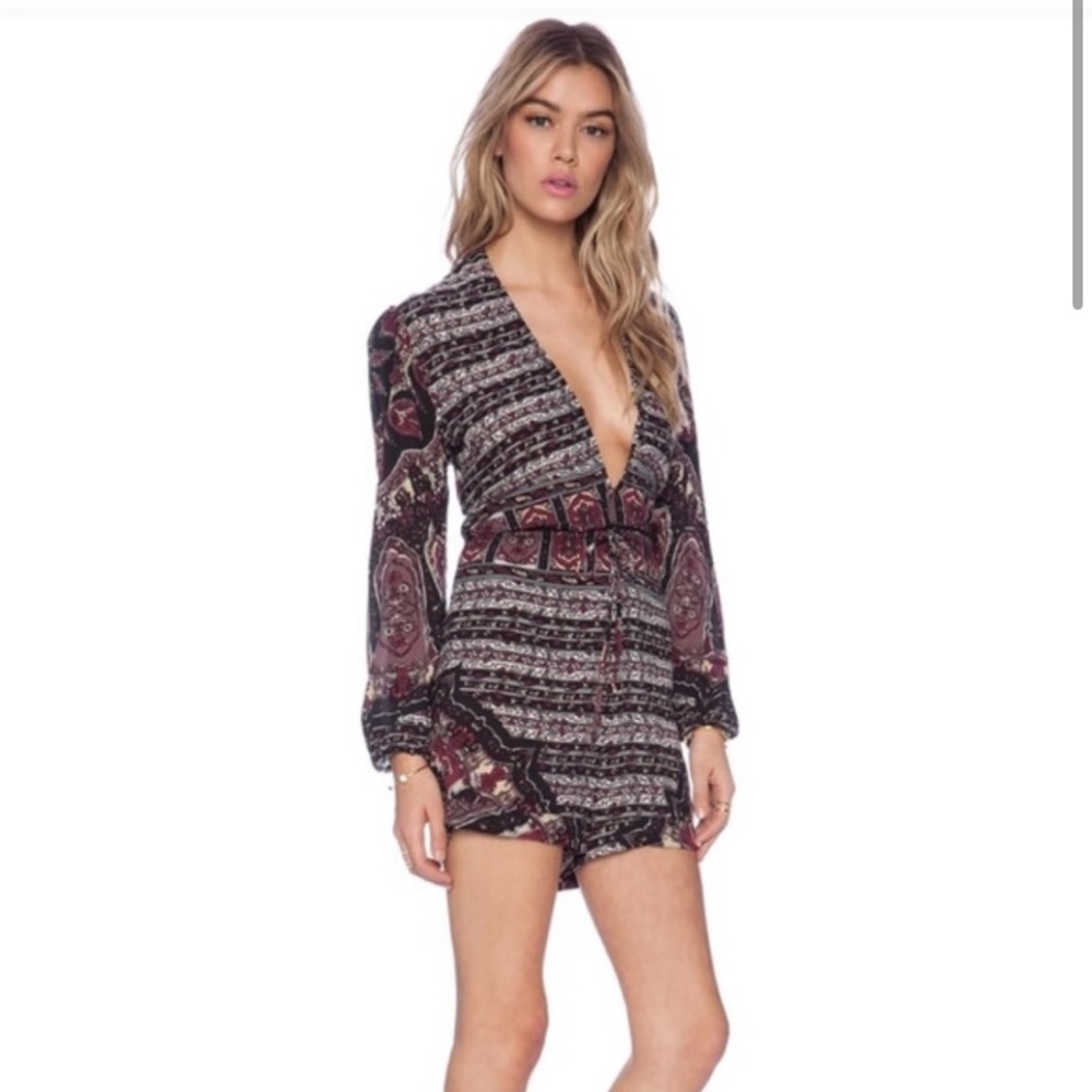 Novella Royale Romper Mojo Risin Rayon Playsuit Dark Dial. Medium. Retail $198